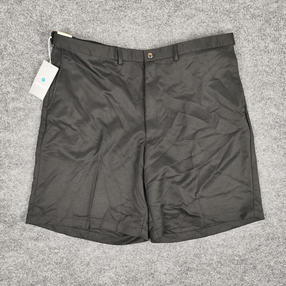Haggar Shorts Mens 44 Black Cool 18 Gab Plain Front Chino Dress Casual Polyester